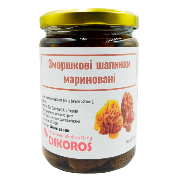 Мариновані зморшкові шапинки (Morchella esculenta Pers.) 500мл